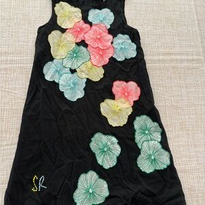 Sonia Rykiel Paris Black Dress with Floral Accents
